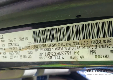 2011 Jeep Liberty Sport z USA, uszkodzony, nr VIN 1J4PN2GK7BW577721